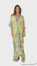 Sakkas Georgettina 2025 Flowy Rhinestone V Neck Long Caftan Dress / Cover Up