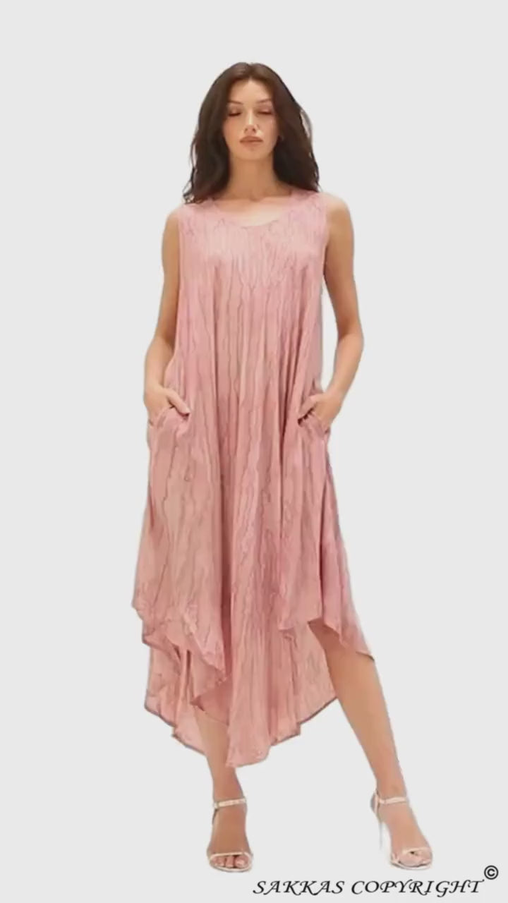 Sakkas Kara Long Draped Sleeveless Marbled Caftan Dress / Cover Up#color_Lilac