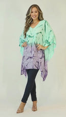 Sakkas Adalwin Third Tie Dye Desert Sun Circle Ponch Tunic Top Blouse W/Embroidery