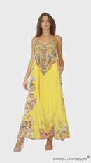 Sakkas Sofia Women's Spaghetti Strap V-neck Floral Print Summer Casual Maxi Dress