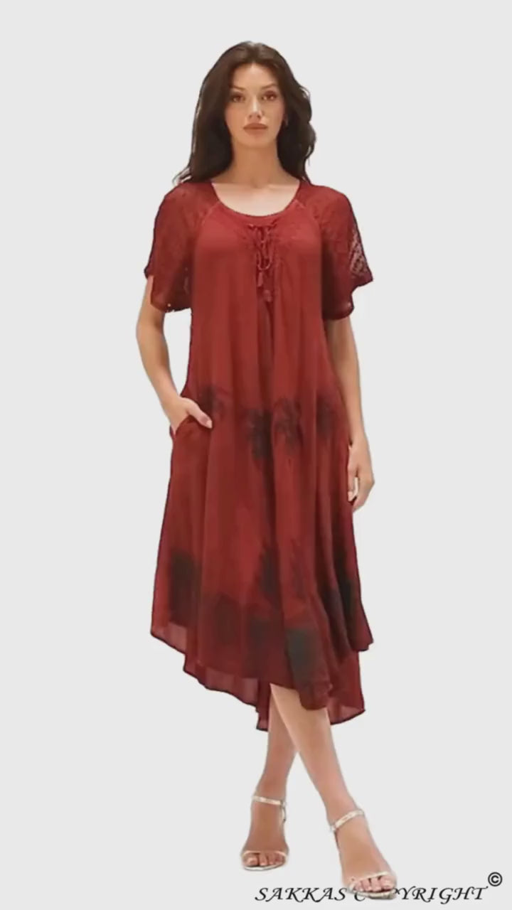 Sakkas Kai Palm Tree Caftan Tank Dress / Cover Up#color_Brown
