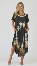 Sakkas Watercolor Palm Tree Tank Caftan Dress