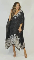 Sakkas Clementine Women's Tie Dye Caftan Dress/Cover Up Beach Kaftan Boho Summer