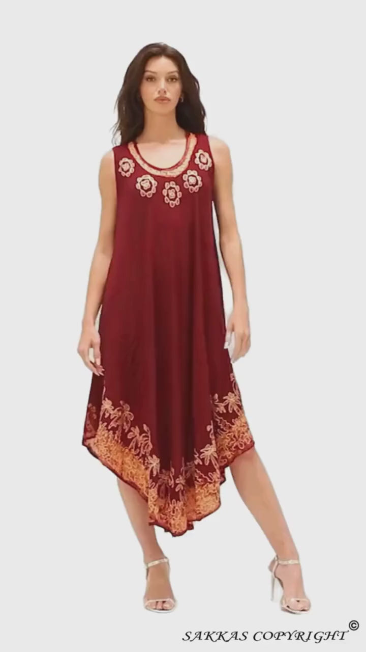 Sakkas Sundari Caftan Tank Dress / Cover Up#color_Chocolate/Gold