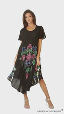 Sakkas Embroidered Painted Floral Cap Sleeve Rayon Dress