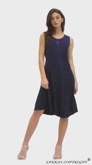 Sakkas Maya Midi Floral Embroidered Sleeveless Button Up Rayon Dress