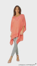 Sakkas Regina Women's Lightweight Stonewashed Poncho Top Blouse Caftan Cover up