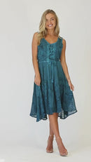 Sakkas Magdilena Stonewashed Corset Front Embroidered Dress