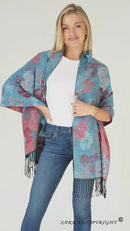 Sakkas Ontario double layer floral Pashmina/ Shawl/ Wrap/ Stole with fringe