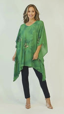 Sakkas Adalwin Third Tie Dye Desert Sun Circle Ponch Tunic Top Blouse W/Embroidery