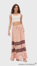 Sakkas Sandra Damen lässiger langer Maxi Boho Zigeunerrock elastischer Bund & Taschen