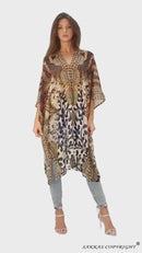 Sakkas Livi  Women's V Neck Beach Dress Cover up Caftan Top Loose with Rhinestone