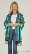 Sakkas Lightweight Two Tone Paisley Design Pashmina Fringe Scarf / Stole / Wrap