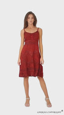 Sakkas Stonewashed Rayon Adjustable Spaghetti Straps Mid Length Dress