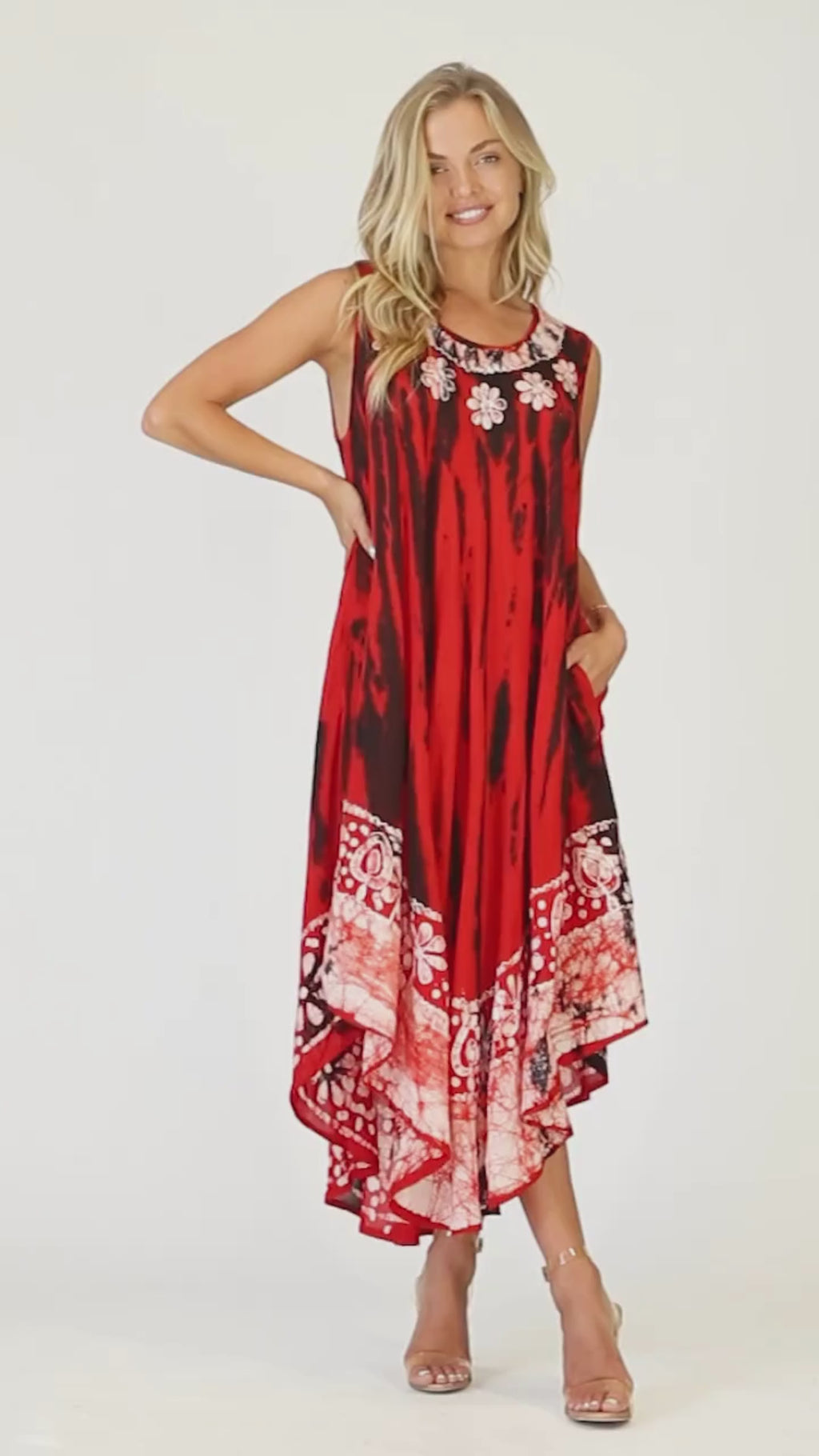 Sakkas Alexis Embroidered Long Sleeveless Floral Caftan Dress / Cover