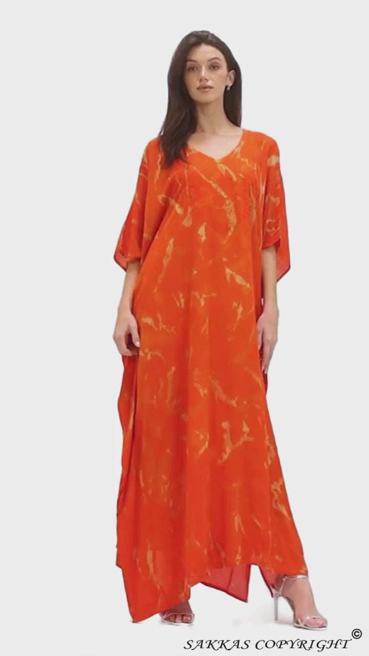 Sakkas Catia Women's Boho Casual Long Maxi Caftan Dress Kaftan Cover-up LougeWear#color_48-Red