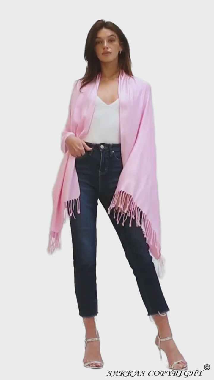 Sakkas 78" X 28" Rayon from Bamboo Soft Solid Pashmina Feel Shawl / Wrap / Stole#color_BabyPink