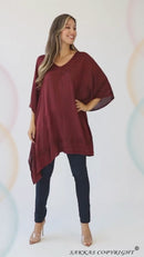 Sakkas Wren Lightweight Circle Poncho Top Blouse With Detailed Embroidery