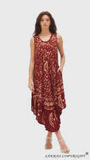 Sakkas Moon and Stars Batik Caftan Tank Dress / Cover Up