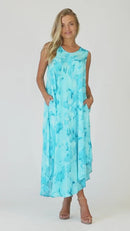 Sakkas Laeila Tie Dye Washed Long Sleeveless Tank Top Caftan Dress / Cover Up