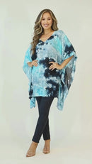 Sakkas Adalwin Second TieDye Desert Sun Circle Ponch Tunic Top Blouse W/Embroidery