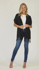 Sakkas Booker Cashmere Feel Solid Colored Unisex Winter Scarf With Fringe