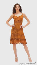 Sakkas Stonewashed Rayon Adjustable Spaghetti Straps Mid Length Dress