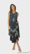 Sakkas Moon and Stars Batik Caftan Tank Dress / Cover Up