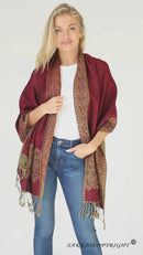 Sakkas 70" x 28" Border Pattern Layered Woven Pashmina Shawl Scarf Wrap Stole