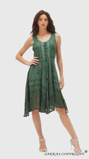 Sakkas Magdilena Stonewashed Corset Front Embroidered Dress