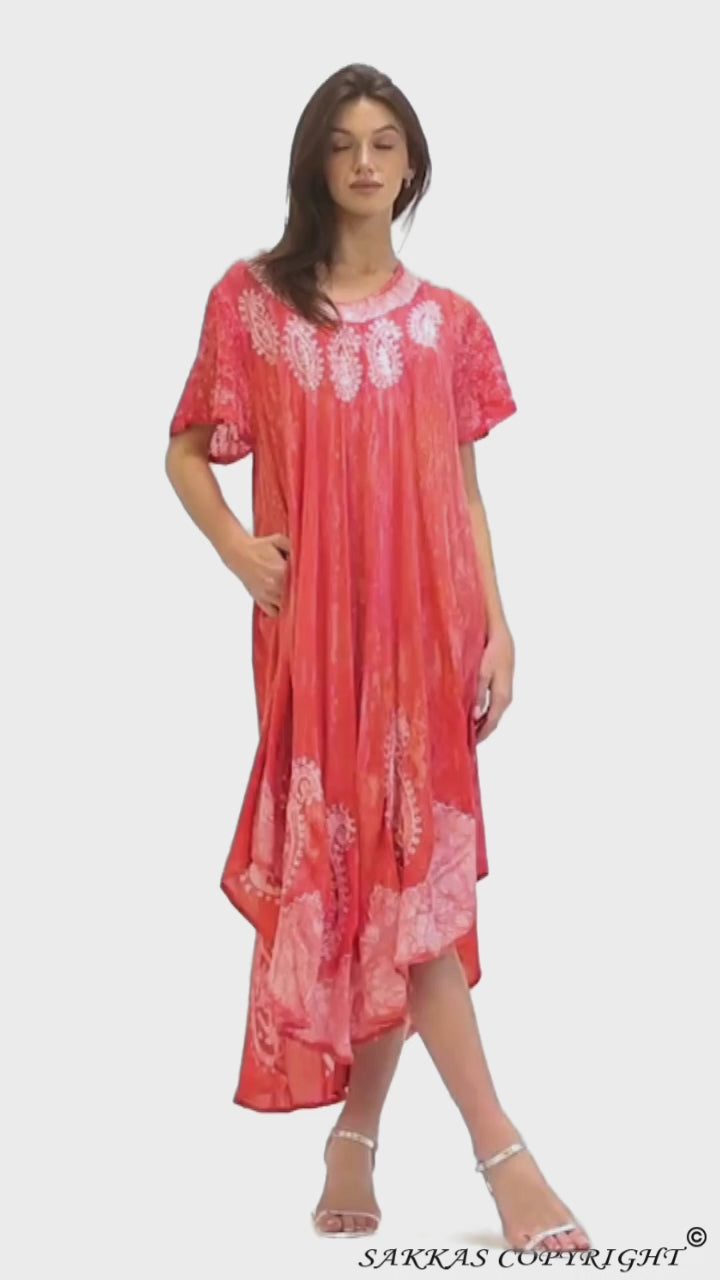 Sakkas  Bree Long Embroidered Cap Sleeve Marbled Dress#color_Copper