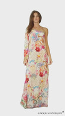 Sakkas Dora Women's One Shoulder Short Sleeve Casual Elegant Maxi Dress with Print