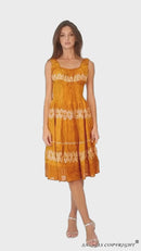 Sakkas Alba Women's Off The Shoulder Smock Ruffle Midi Dress Tie Dye & Embroidery