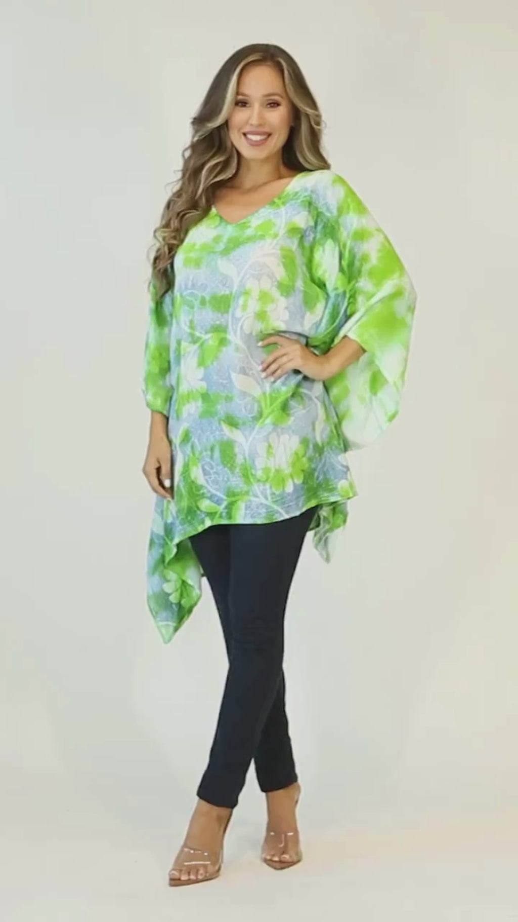 Sakkas Adalwin Second TieDye Desert Sun Circle Ponch Tunic Top Blouse W/Embroidery#color_40-Green