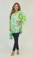 Sakkas Adalwin Second TieDye Desert Sun Circle Ponch Tunic Top Blouse W/Embroidery
