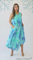 Sakkas Starlight Third Tie Dye Caftan Dress: Women's Beach Cover Up