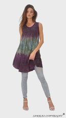 Sakkas Isabela Womens Everyday Summer Sleeveless Tank Top Tie-dye & Block Print