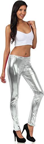 Sakkas Footless Liquid Wet Look Shiny Metallic Stretch Leggings - Gold -  Large 