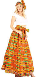 Sakkas Asma Convertible Traditional Wax Print Adjustable Strap Maxi Skirt | Dress#color_64-Multi