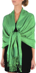 Sakkas 70" x 28" Paisley Self-Design Pashmina Shawl / Wrap / Stole#color_Green