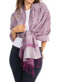 Sakkas 70" x 28" Paisley Self-Design Pashmina Shawl / Wrap / Stole#color_Lavender/Purple