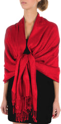 Sakkas 70" x 28" Paisley Self-Design Pashmina Shawl / Wrap / Stole#color_Red
