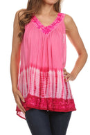 Sakkas Ombre Tie Dye Gauzy Crepe Sleeveless Relaxed Fit Top / Blouse