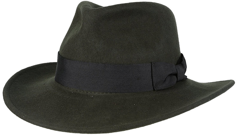 Sakkas Flynn Grosgrain Bow Wide Brim Wool Fedora