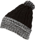 Sakkas Dante Warm Unisex Pom-pom Ribbed Knit Beanie Simple and Casual#color_YCCADK1516-Black