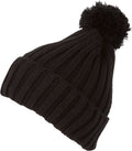 Sakkas Dante Warm Unisex Pom-pom Ribbed Knit Beanie Simple and Casual#color_YCCADK1518-Black