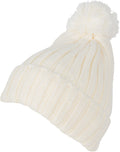 Sakkas Dante Warm Unisex Pom-pom Ribbed Knit Beanie Simple and Casual#color_YCCADK1518-Cream