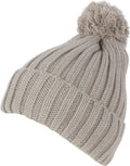 Sakkas Dante Warm Unisex Pom-pom Ribbed Knit Beanie Simple and Casual#color_YCCADK1518-Grey