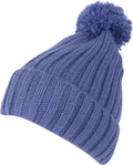 Sakkas Dante Warm Unisex Pom-pom Ribbed Knit Beanie Simple and Casual#color_YCCADK1518-Periwinkle