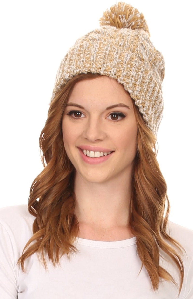 Sakkas Dante Warm Unisex Pom-pom Ribbed Knit Beanie Simple and Casual